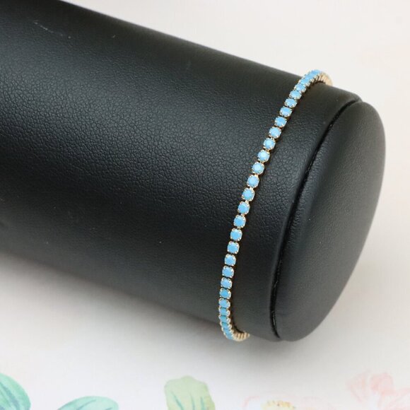 "Elegant Rose Gold Bracelet with Sky Blue Stones, XPBL0798 - Picture 11 of 12